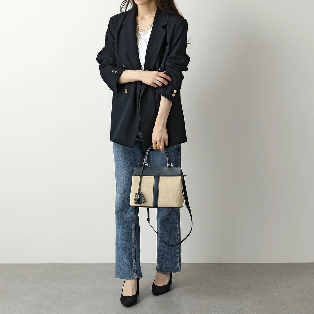 Celine Cabas de 2way Shoulder Bag Vanilla Navy Blue